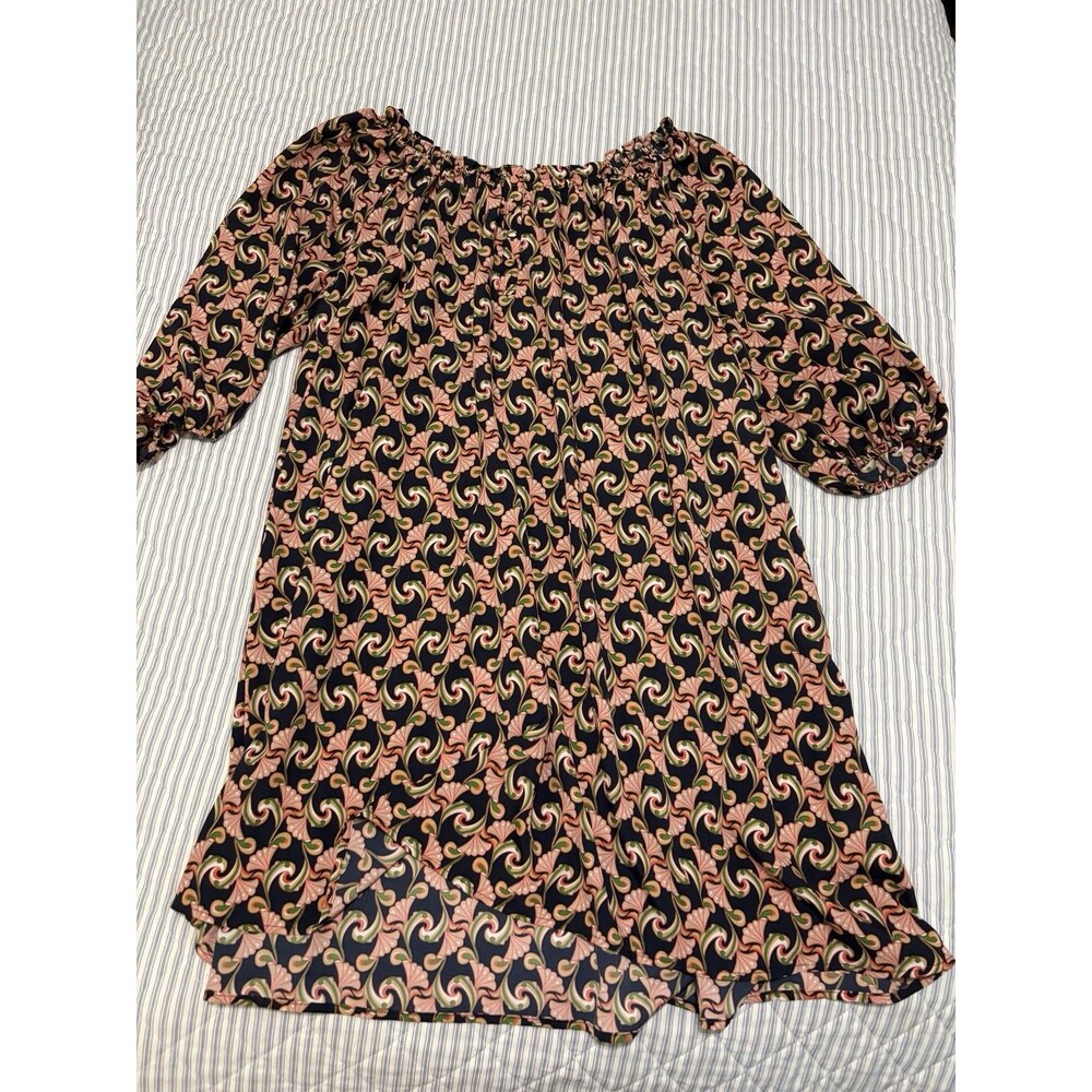 The Webster Miami Off Shoulder Mumu Dress Women’s XL Navy Blue Pink Swirl